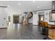 The foyer features modern stairs, unique tile flooring and an open floor plan at 3315 Denada Path, Durham, NC 27707