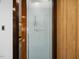 Close-up of a pantry door with frosted glass and a decorative pantry design at 3315 Denada Path, Durham, NC 27707