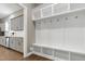 Convenient mudroom with custom built-ins, coat hooks, and bench seating at 49 Kathy Mae Ct, Angier, NC 27501