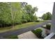Scenic neighborhood street view with lush green trees, trimmed shrubs, and manicured grass at 5927 Hourglass Ct, Raleigh, NC 27612