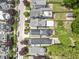 Aerial view of homes showcasing neat landscaping, paved driveways, and well-maintained rooftops at 616 Dorothea Dr, Raleigh, NC 27603