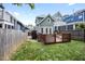 Charming backyard with a wooden deck and seating area, perfect for outdoor relaxation and entertaining at 616 Dorothea Dr, Raleigh, NC 27603
