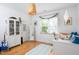 This light and bright bedroom features wood floors and whimsical decor at 638 Boulder Point Dr, Chapel Hill, NC 27516