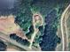 Aerial view of 10017 Oakley Rd property nestled among mature trees at 10017 Oakley Rd, Zebulon, NC 27597