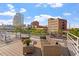 Inviting rooftop deck with comfortable seating, perfect for outdoor entertaining with cityscape views at 101 Morris St # D, Durham, NC 27701