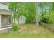 Exterior showing backyard, patio, with lush greenery at 105 Parkmount Cir, Cary, NC 27519