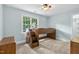 bedroom features hardwood loft bed, a ceiling fan, and a window at 105 Parkmount Cir, Cary, NC 27519