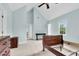 Large main bedroom featuring a desk, vaulted ceilings, and ample natural light at 105 Parkmount Cir, Cary, NC 27519