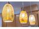 Close up of kitchen pendant lights with crackled glass detail at 105 Parkmount Cir, Cary, NC 27519