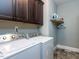 Convenient laundry room features modern washer and dryer set and storage cabinets at 1108 Kalworth Rd, Wake Forest, NC 27587