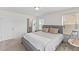 Bedroom featuring neutral decor and a full-sized bed and baby swing at 1141 Amber Shadow Dr # 101, Durham, NC 27703