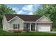 Charming single-story home featuring a mix of siding and brick with an attached two-car garage at 1234 Pioneer Lot 3 Dr, Sanford, NC 27330