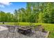 Landscaped backyard features a cozy fire pit area perfect for outdoor gatherings and relaxing in nature at 1287 Salters St, Burlington, NC 27215