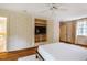 This spacious bedroom features custom built-ins for storing and displaying your items at 220 Glandon Dr, Chapel Hill, NC 27514