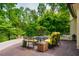Charming patio featuring a bistro set, lush greenery, and an inviting outdoor space for relaxation and entertainment at 220 Glandon Dr, Chapel Hill, NC 27514
