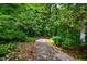 Picturesque stone pathway winding through a lush, green wooded area at 220 Glandon Dr, Chapel Hill, NC 27514