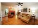 Cozy living room features hardwood floors, a fireplace, and comfortable seating at 423 Oakland Dr, Raleigh, NC 27609