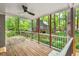 Inviting covered back porch overlooking a lush backyard with mature trees and vibrant flowers at 4420 Tetbury Pl, Raleigh, NC 27613