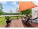 Wooden deck with comfortable seating and a view of the water at 4612 River Farm Rd, Rocky Mount, NC 27803