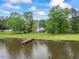 A waterfront view from the water showing the home and the pier with lake access at 4612 River Farm Rd, Rocky Mount, NC 27803