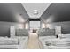 Luxurious theater room with plush seating, projector screen, and a cozy atmosphere at 48 Falling Oak Ct, Clayton, NC 27520