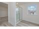 Contemporary bathroom featuring a glass-enclosed shower and stylish neutral-toned finishes at 567 Winding Creek Dr, Lillington, NC 27546