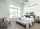 Bright main bedroom with large windows, plush bedding, and stylish decor at 611 Walnut Hts Dr # 101, Raleigh, NC 27610