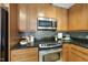 Stylish kitchen features stainless steel appliances, granite countertops, and elegant wood cabinetry at 618 N Boylan Ave # 400, Raleigh, NC 27603