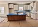 Island kitchen boasts white cabinetry and expansive counter space, perfect for modern living at 1085 Fairhaven Dr # 49, Mebane, NC 27302