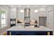 Bright kitchen featuring white cabinets, stainless steel appliances, and a center island with barstool seating at 1733 Birdhaven Ln # 2217, Wendell, NC 27591
