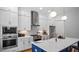 Modern kitchen with white cabinets, stainless steel appliances, and a center island with seating at 1733 Birdhaven Ln # 2217, Wendell, NC 27591