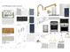 A detailed mood board displaying the home's interior finishes, fixtures, and exterior color schemes at 1733 Birdhaven Ln, Wendell, NC 27591