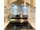 Stainless steel stove top with matching vent hood and cabinet lighting at 209 King St, Oxford, NC 27565