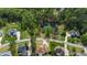 Aerial view features a pond in a community surrounded by lush greenery and mature trees at 3612 Griffice Mill Rd, Raleigh, NC 27610