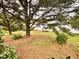 Lawn with mature trees has water view, kayaks, chairs, and a dock at 501 Bellmeade Bay Dr, Durham, NC 27703