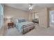 Bedroom with mirrored closet doors, ceiling fan, and a comfortable bed at 7705 Astoria Pl, Raleigh, NC 27612