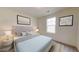 Bright bedroom features a queen bed, neutral walls, carpeted floors, and a window with lots of natural light at 914 Bombardier Aly, Spring Hope, NC 27882
