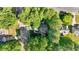 Birds eye view of house nestled among lush, mature trees providing shade and privacy at 1005 Stuart Dr, Mebane, NC 27302