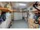 Organized garage with storage racks at 124 Shale Creek Dr, Durham, NC 27703