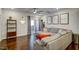 Bright living room with comfortable seating and sliding glass doors to deck at 124 Shale Creek Dr, Durham, NC 27703