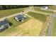 Aerial view of a new construction home featuring sod and landscaping at 200 Broadleaf Ln, Youngsville, NC 27596