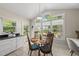 Kitchen dining area with backyard views, white cabinets and black countertops at 223 Hawthorne Rd, Raleigh, NC 27605