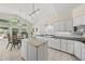 Bright kitchen with granite countertops, white cabinetry, and a dining area with backyard views at 223 Hawthorne Rd, Raleigh, NC 27605