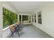 This covered front porch has comfortable seating perfect for enjoying the outdoors at 223 Hawthorne Rd, Raleigh, NC 27605