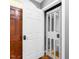 A convenient residential elevator is framed between an entry door and closet door at 2238 Lakeview Ter, Burlington, NC 27215