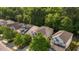 Aerial view showcasing the residential neighborhood with mature trees and well-maintained homes at 3002 Remington Oaks Cir, Cary, NC 27519