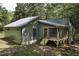 Overhead view of the home, with screened porch and privacy fence in the back yard at 434 Robin Rd, Chapel Hill, NC 27516
