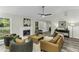 Open concept living room with cozy seating, stylish decor, and a sleek fireplace at 434 Robin Rd, Chapel Hill, NC 27516