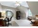 Spacious home office featuring neutral paint, a wine fridge, and a peek into a separate office area at 754 Olde Thompson Creek Ct Rd, Apex, NC 27523