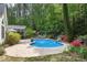 Relaxing backyard with a pool, manicured lawn, and outdoor dining area, perfect for enjoying outdoor living at 754 Olde Thompson Creek Ct Rd, Apex, NC 27523
